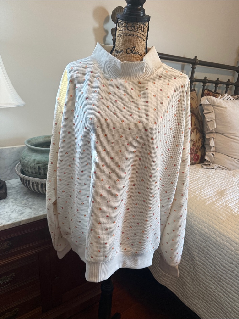 PARKE  MAGGIE & EMMA WAFFLE MOCK NECK. L/XL NWT